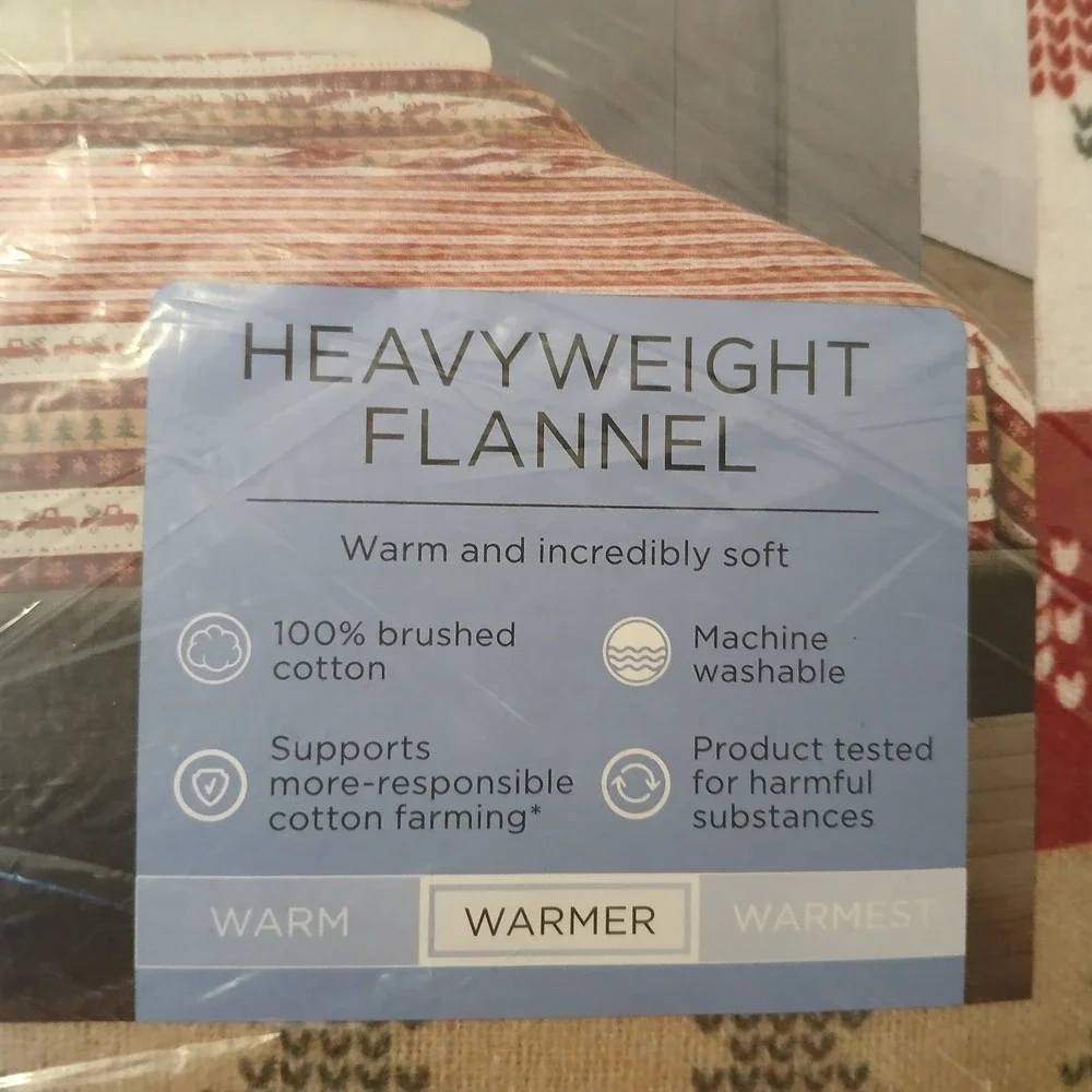 Flannel Sheet Set, Full, Cuddl Duds Heavyweight Cotton Truck Fairisle Warm Cozy